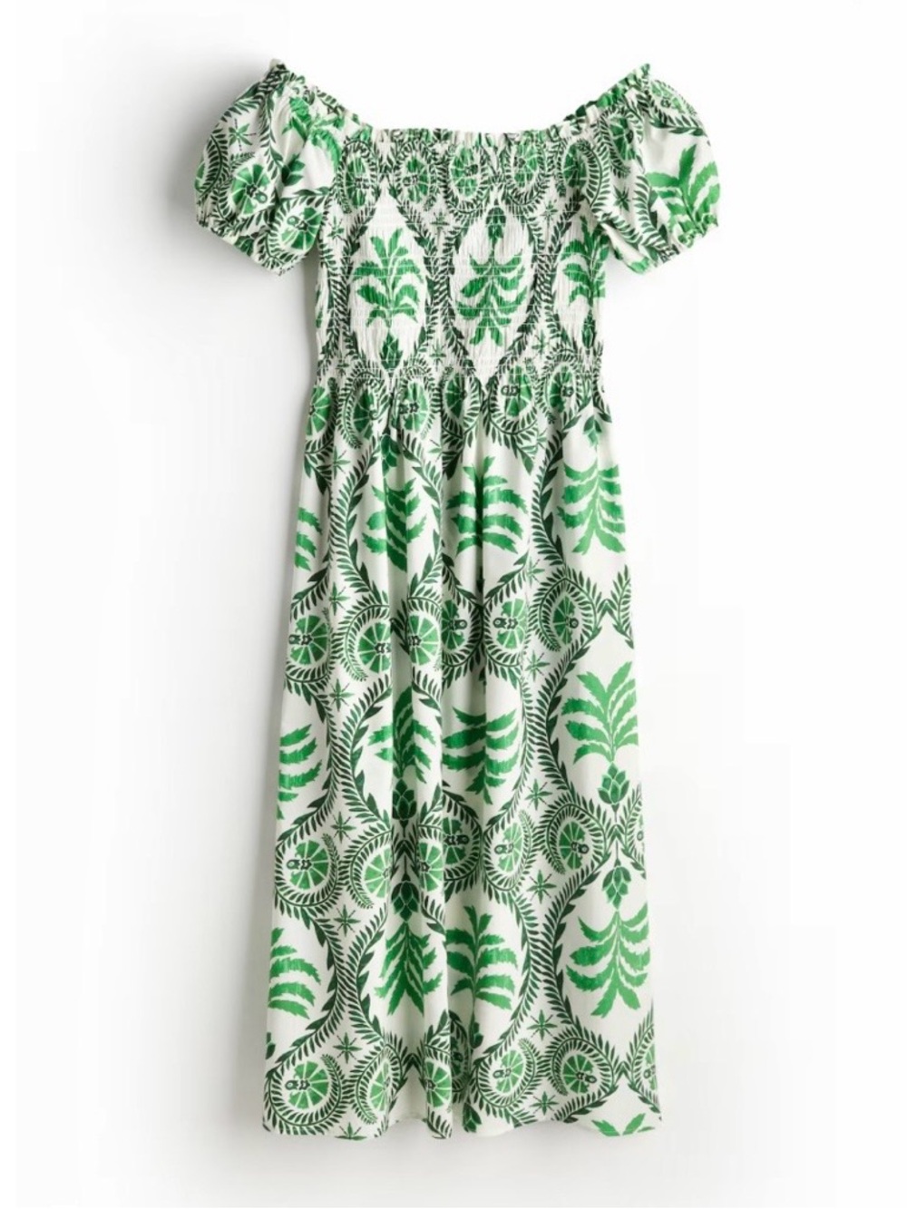 H&M green tropical maxi dress